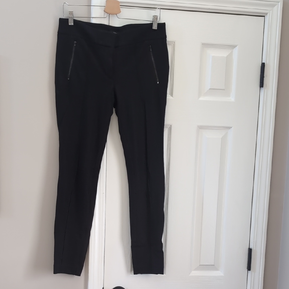 LOFT Jet Black Skinny Pants with Zipper Detail